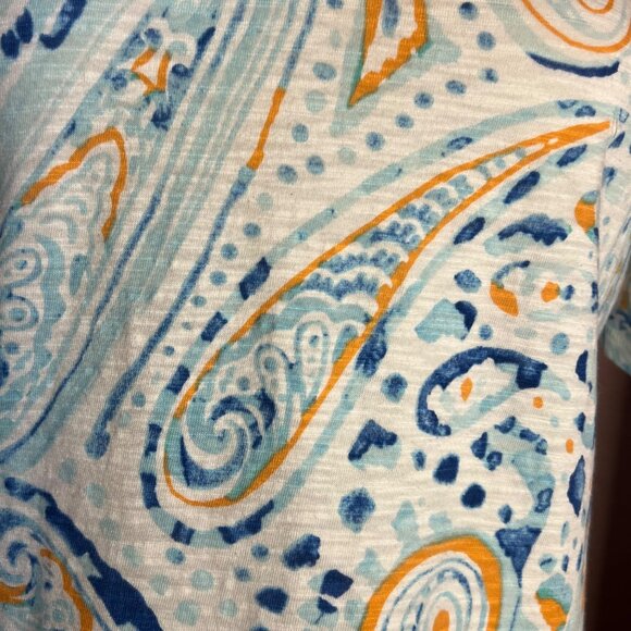 Chicos Women Size 1-M 8 Paisley Print V-Neck Short Sleeve Top Cotton & Modal - Picture 12 of 14